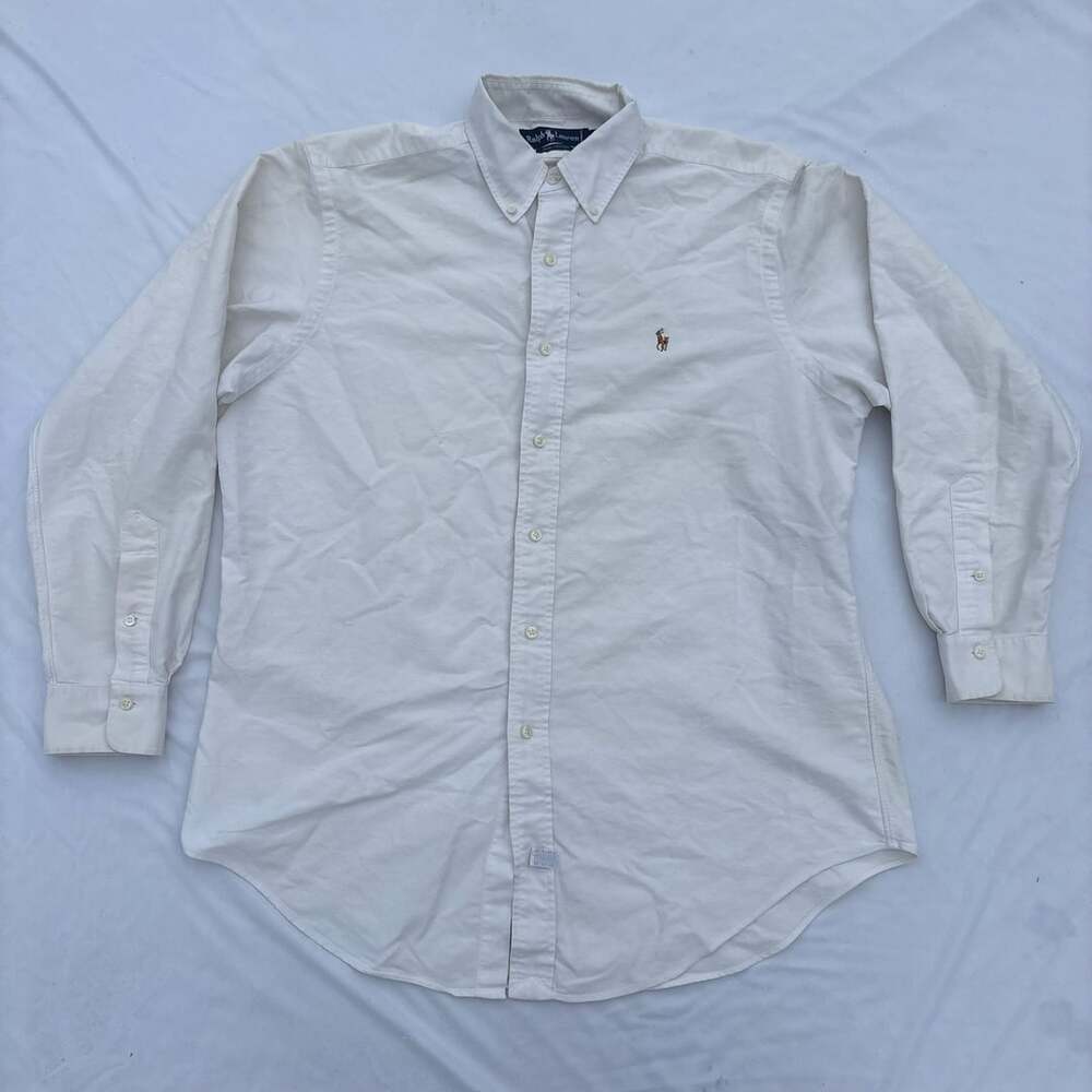 Ralph Lauren Mens White Long Sleeve Button Up Oxford Shirt